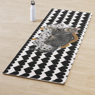 Tapis De Yoga Yoga Mat Lazy Chat avec Coeurs