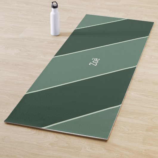 Tapis De Yoga Yoga Mat - Persalised Green Stripes Pattern (En situation)