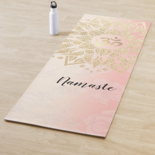 Tapis De Yoga YOGA Méditation Instructeur Gold Mandala OM Symbol