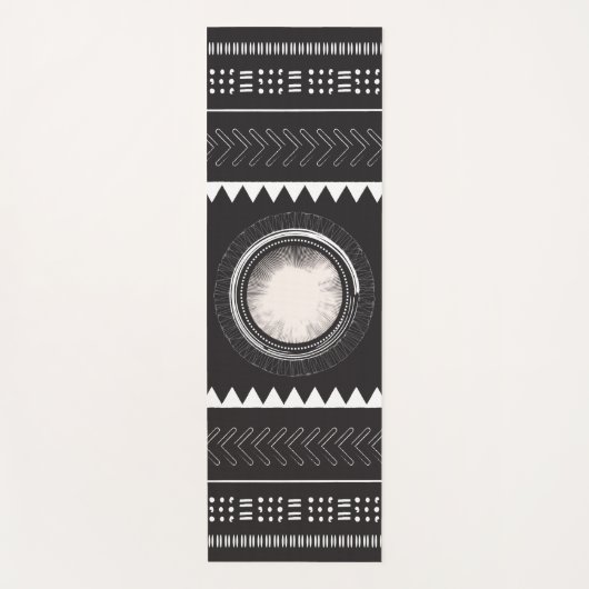 Tapis De Yoga Yoga noir et blanc Boho (Devant)