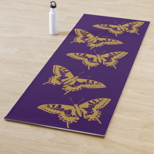 Tapis De Yoga Yoga Papillon Or Pose Pilates Exercice Purple (En situation)