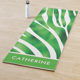 Tapis De Yoga Zèbre vert et blanc Stria motif Yoga Mat