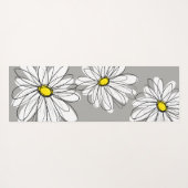 Tapis De Yoga Zen Trendy Daisy avec gris et jaune (Dos (Horizontal))