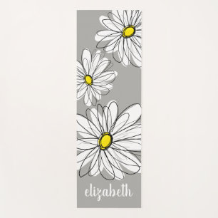 Tapis De Yoga Zen Trendy Daisy avec gris et jaune