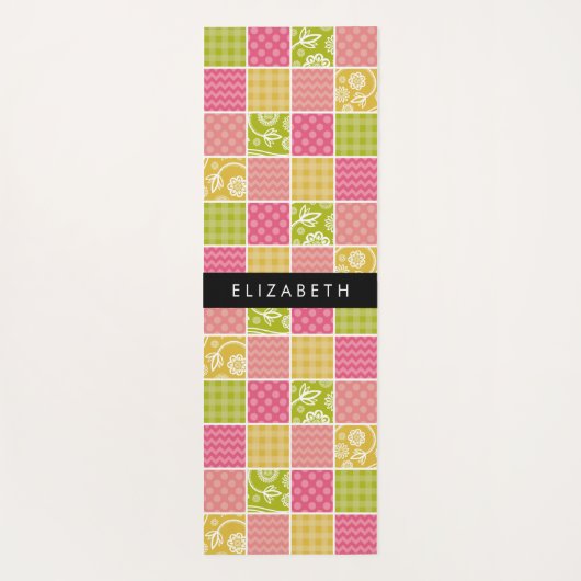 Tapis De Yoga Zigzag, Chevron, Pois, En vichy, Votre Nom (Dos)