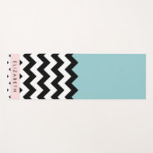 Tapis De Yoga Zigzag noir et blanc, Chevron, Bleu, Votre nom (Devant (Horizontal))