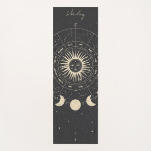Tapis De Yoga Zodiaque céleste Sun Stars Moon Phase Nom personna