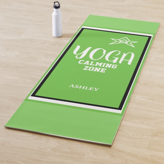 Tapis De Yoga Zone de calme Yoga blanc vert (En situation)