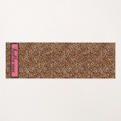 Tapis De Yoga Zones Léopard Noir Pink Or Imprimer Monogramme (Devant (Horizontal))