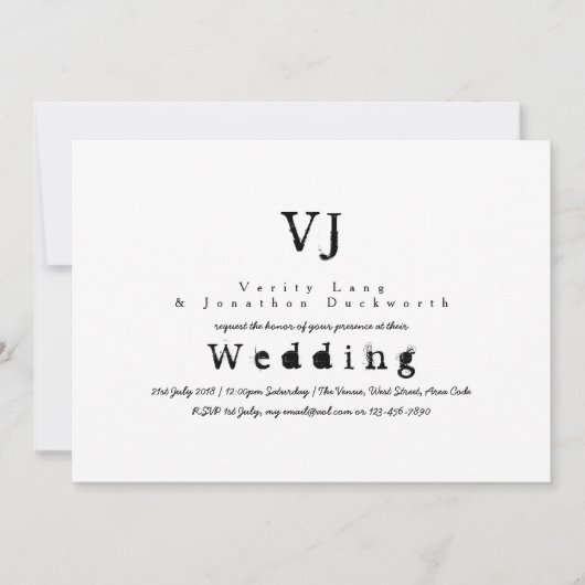 Tapis d'encre Invitations de mariage Black White (Devant)