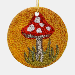 tapis design crocheté champignon ornement