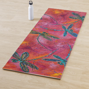 Tapis fuchsia chaud de yoga de danse de libellule