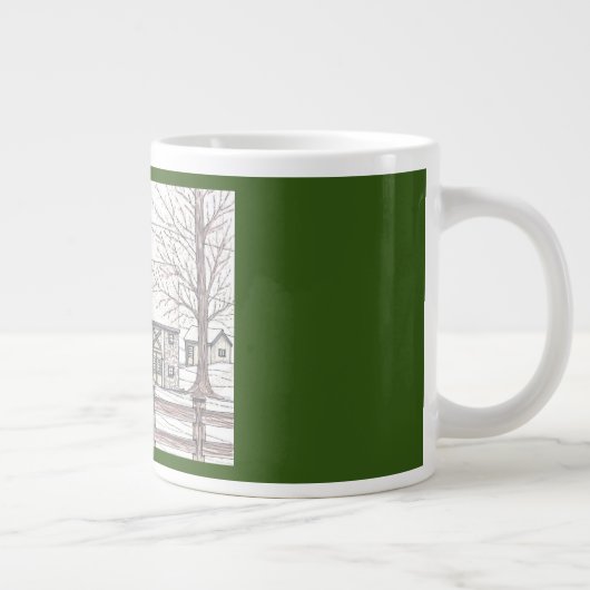 Tapis Jumbo Mug à la ferme en pierre vert foncé (Droite)