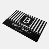 Tapis moderne de motif de rayures de monogramme, (Incliné)