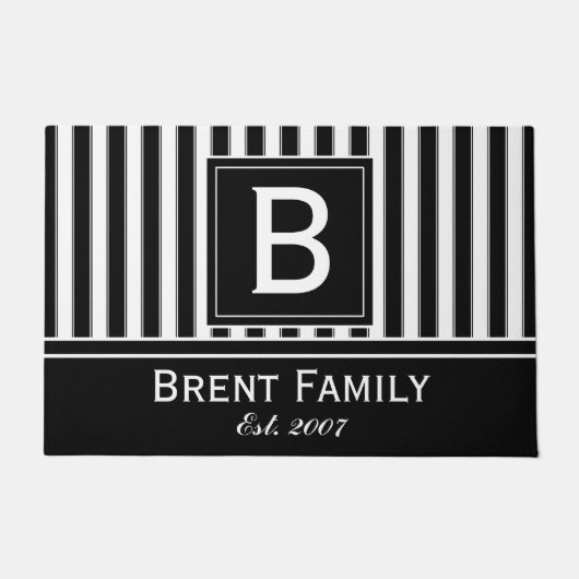 Tapis moderne de motif de rayures de monogramme, (Devant)