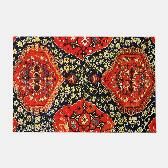 Tapis oriental en bleu&orange - grand (Devant)