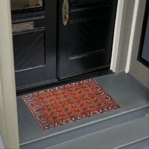 Tapis oriental ethnique perse rouge