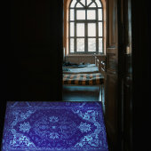 Tapis oriental - look bleu grunge