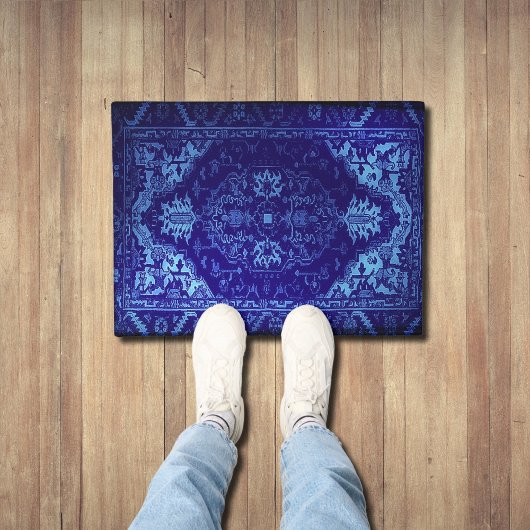 Tapis oriental - look bleu grunge