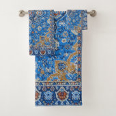 Tapis persan turc bleu oriental antique (En situation)