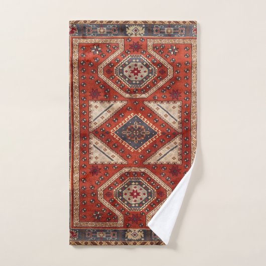 Tapis persan turc oriental rouge (Serviette à main)