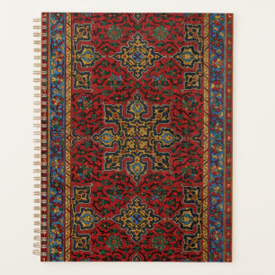 Tapis persan vintage motif rouge bleu arabesque
