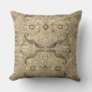 Tapis Persique antique Brown coussin beige