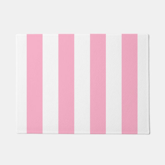Tapis rayé de rose et blanc de porte (Devant)