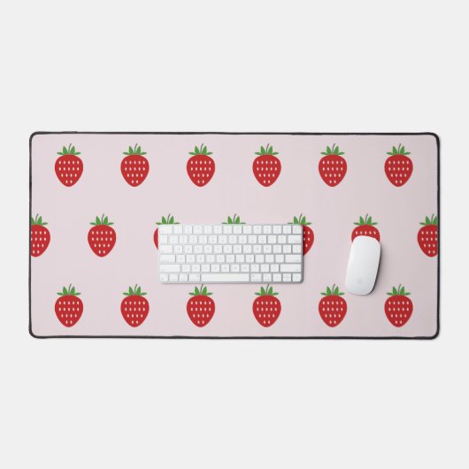 Tapis rose de bureau avec fraise (Clavier et souris)