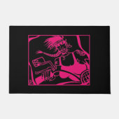 Tapis rose et noir de dot de motards (Devant)