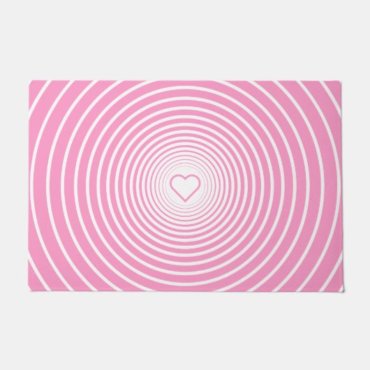 Tapis rose rayé blanc avec coeur Choisir la couleu (Devant)