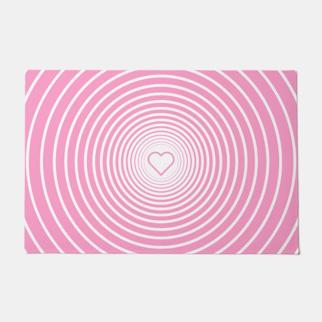 Tapis rose rayé blanc avec coeur Choisir la couleu (Devant)