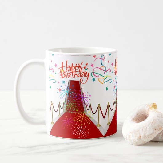 Tapis rouge Mug Joyeux Anniversaire Mug (Avec donut)