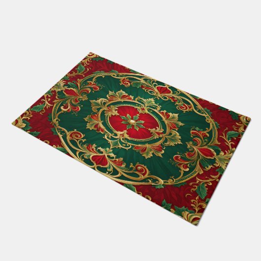 Tapis rouge vert décoratif de Noël (Incliné)