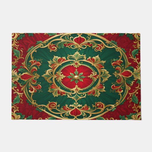 Tapis rouge vert décoratif de Noël (Devant)