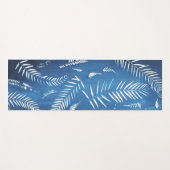 Tapis Yoga bleu imprimé feuillage (Devant (Horizontal))