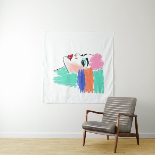 Tapisserie Abstraite Pop Art femme (En situation (horizontale))