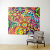 Tapisserie Abstraite rouge orange violet vert (En situation (horizontale))