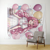 Tapisserie anniversaire fille Anime (En situation (horizontale))