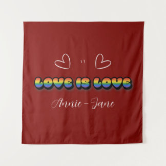 Tapisserie arc-en-ciel de l'amour LGBTQ Love is Lo