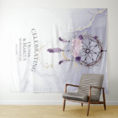 Tapisserie attrape-rêves à l'aquarelle violet bohè (En situation (horizontale))