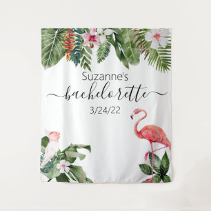Tapisserie Bachelorette Flamant Tropical Aquarelle