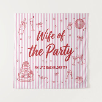 Tapisserie Bachelorette rayée rose Femme de la fêt