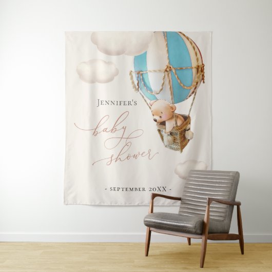 Tapisserie Ballons Ours Bleu (En situation)