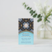 Tapisserie biologique Carte de visite bleu or (Debout devant)