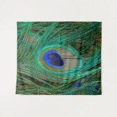 Tapisserie bleue indienne de mur de plume de paon (Devant (Horizontal))