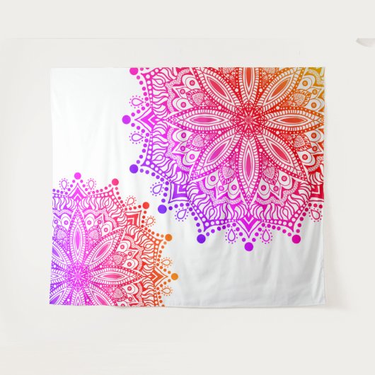 Tapisserie Boho Rainbow Mandala (Devant (Horizontal))