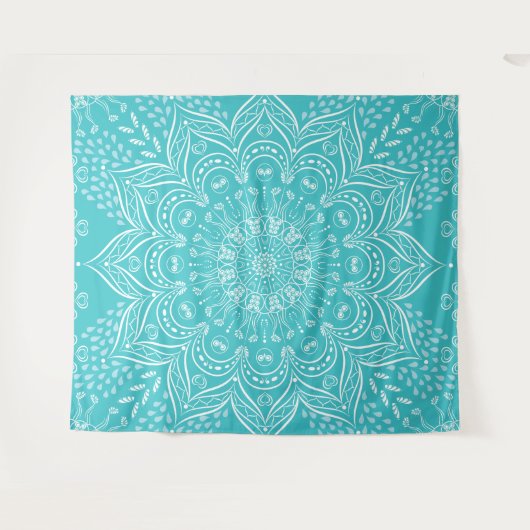 Tapisserie Boho Turquoise Mandala (Devant (Horizontal))