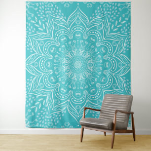 Tapisserie Boho Turquoise Mandala