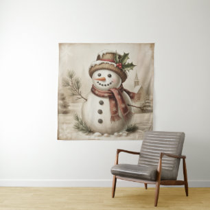 Tapisserie bonhomme de neige vintage